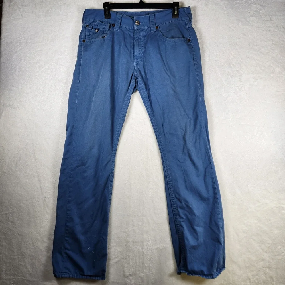 True Religion Mens Blue Pants‎ Size 33 Distressed Denim Jeans